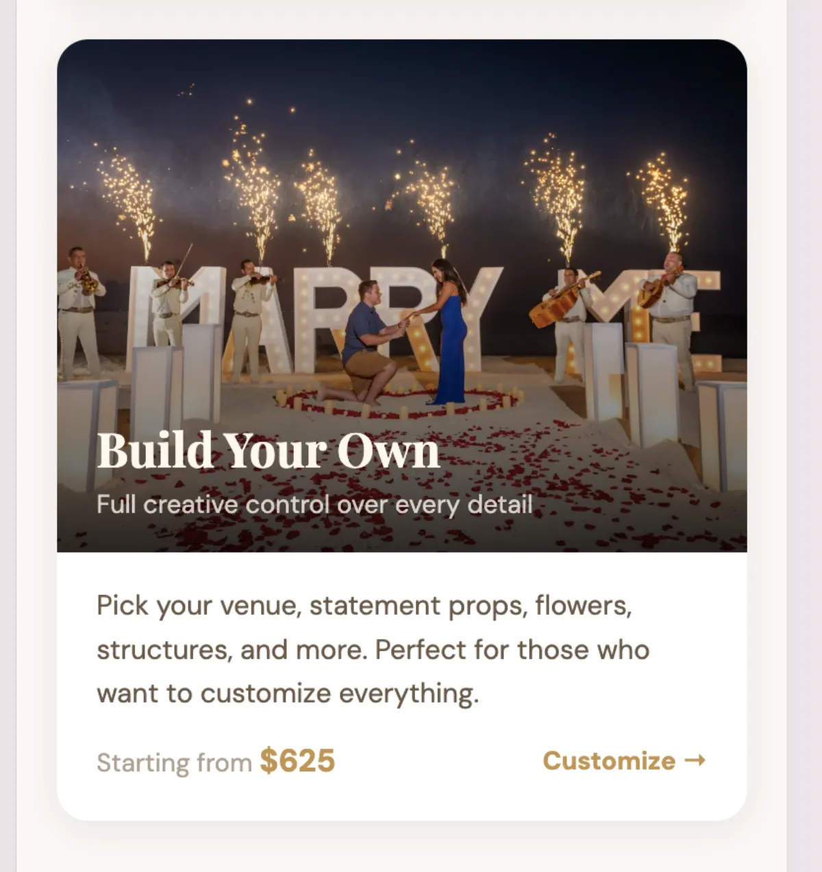Cancun Proposal Planner landing screen